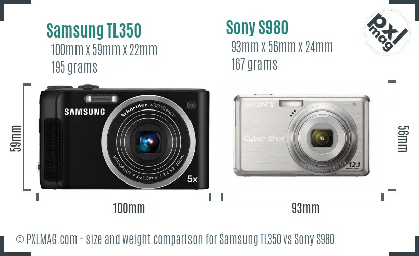 Samsung TL350 vs Sony S980 size comparison