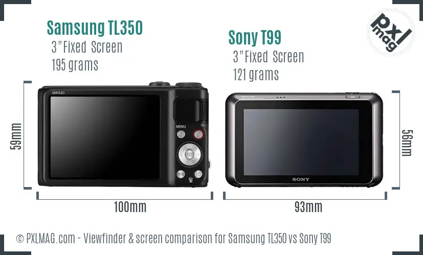 Samsung TL350 vs Sony T99 Screen and Viewfinder comparison Samsung TL350 vs Sony T99 Screen and Viewfinder comparison