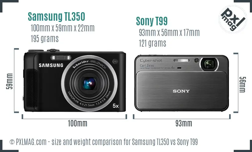 Samsung TL350 vs Sony T99 size comparison Samsung TL350 vs Sony T99 size comparison