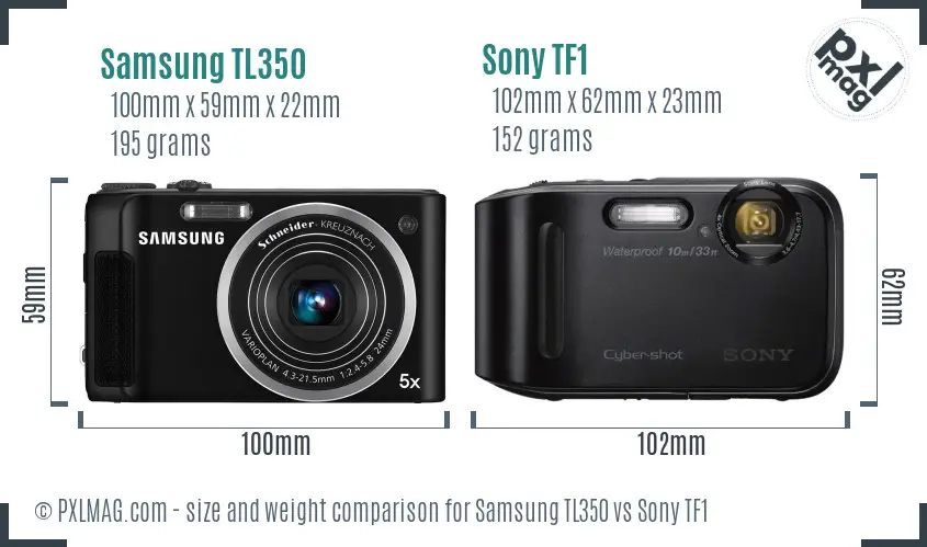 Samsung TL350 vs Sony TF1 size comparison