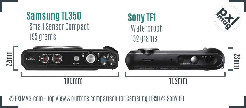 Samsung TL350 vs Sony TF1 top view buttons comparison