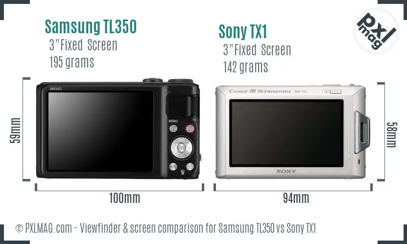 Samsung TL350 vs Sony TX1 Screen and Viewfinder comparison