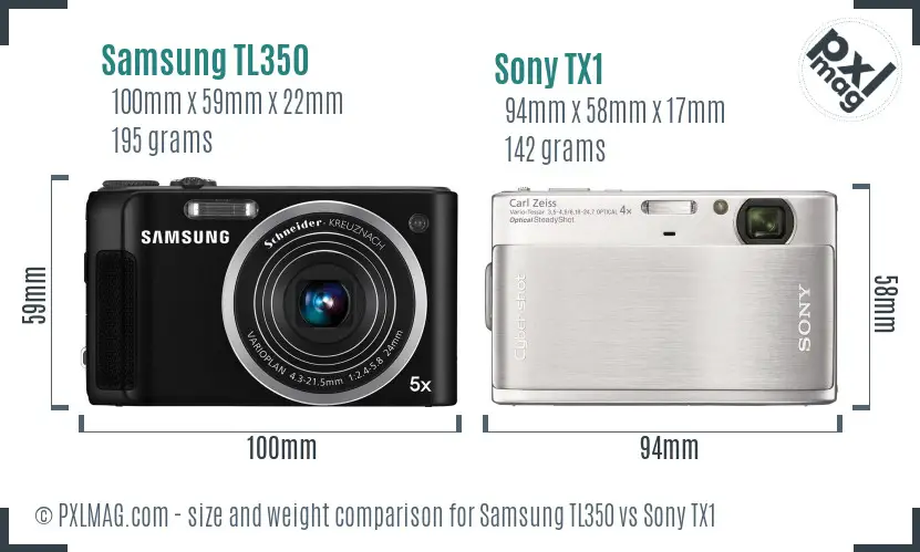 Samsung TL350 vs Sony TX1 size comparison