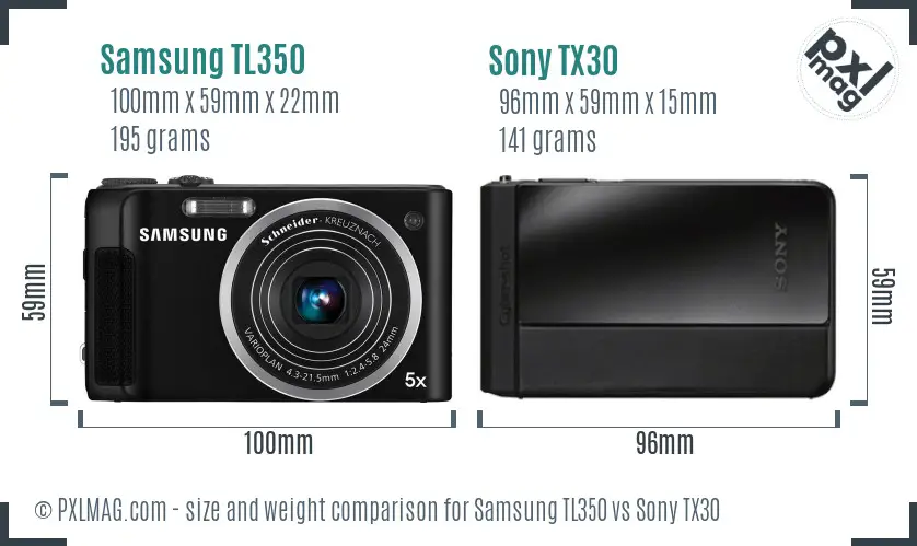 Samsung TL350 vs Sony TX30 size comparison