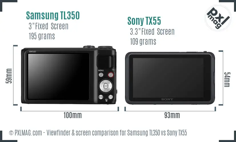 Samsung TL350 vs Sony TX55 Screen and Viewfinder comparison