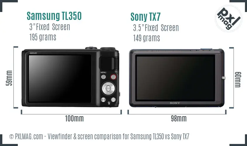 Samsung TL350 vs Sony TX7 Screen and Viewfinder comparison