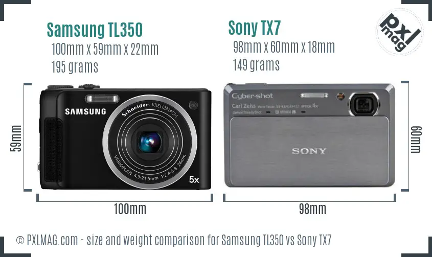 Samsung TL350 vs Sony TX7 size comparison