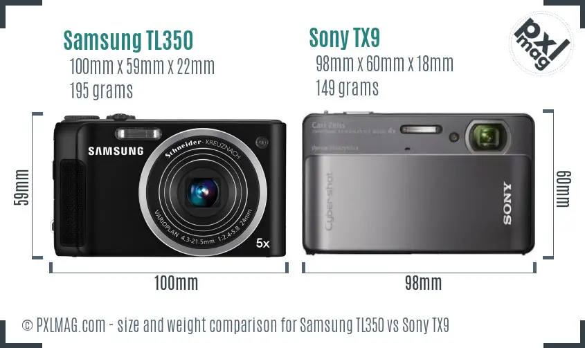 Samsung TL350 vs Sony TX9 size comparison Samsung TL350 vs Sony TX9 size comparison