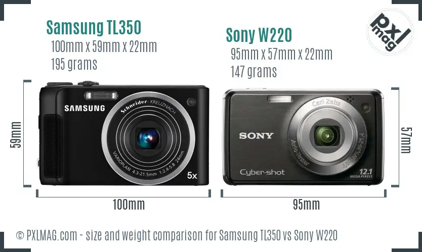 Samsung TL350 vs Sony W220 size comparison