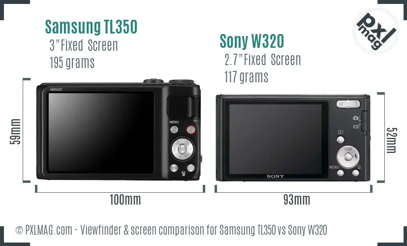 Samsung TL350 vs Sony W320 Screen and Viewfinder comparison