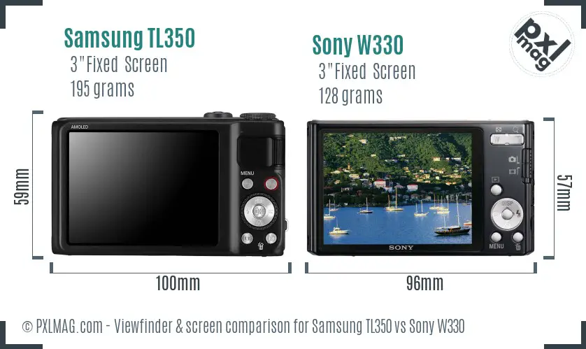 Samsung TL350 vs Sony W330 Screen and Viewfinder comparison