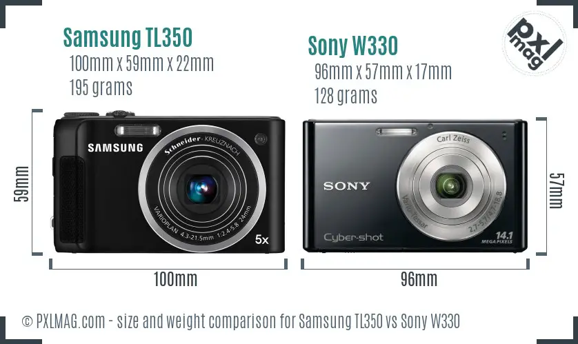 Samsung TL350 vs Sony W330 size comparison