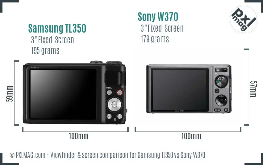 Samsung TL350 vs Sony W370 Screen and Viewfinder comparison