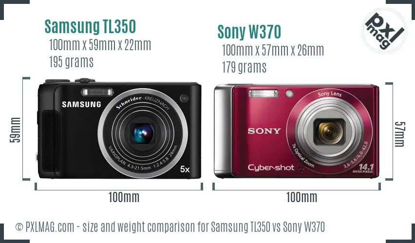 Samsung TL350 vs Sony W370 size comparison