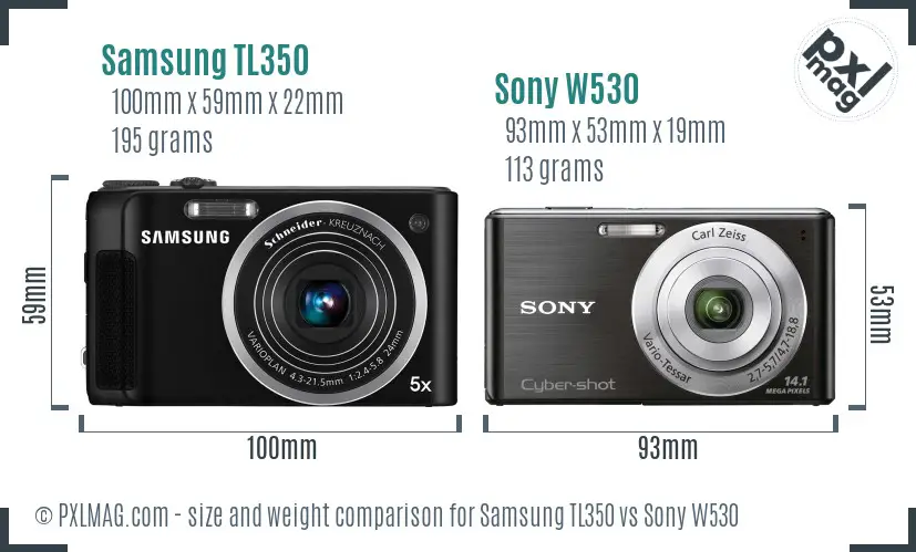 Samsung TL350 vs Sony W530 size comparison Samsung TL350 vs Sony W530 size comparison
