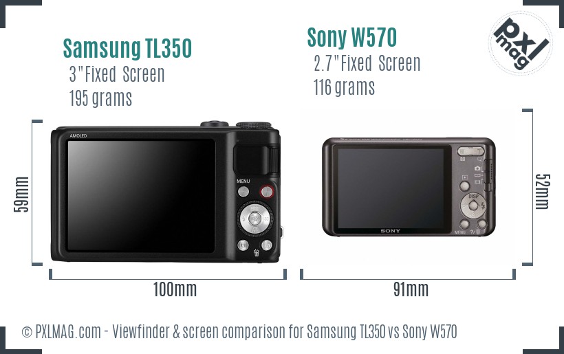 Samsung TL350 vs Sony W570 Screen and Viewfinder comparison