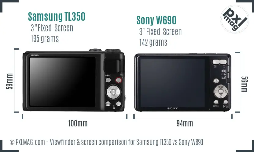 Samsung TL350 vs Sony W690 Screen and Viewfinder comparison