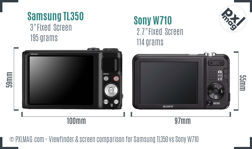 Samsung TL350 vs Sony W710 Screen and Viewfinder comparison