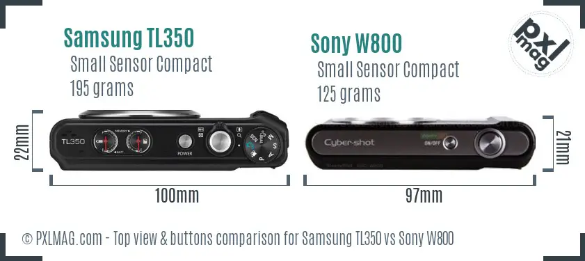 Samsung TL350 vs Sony W800 top view buttons comparison Samsung TL350 vs Sony W800 top view buttons comparison