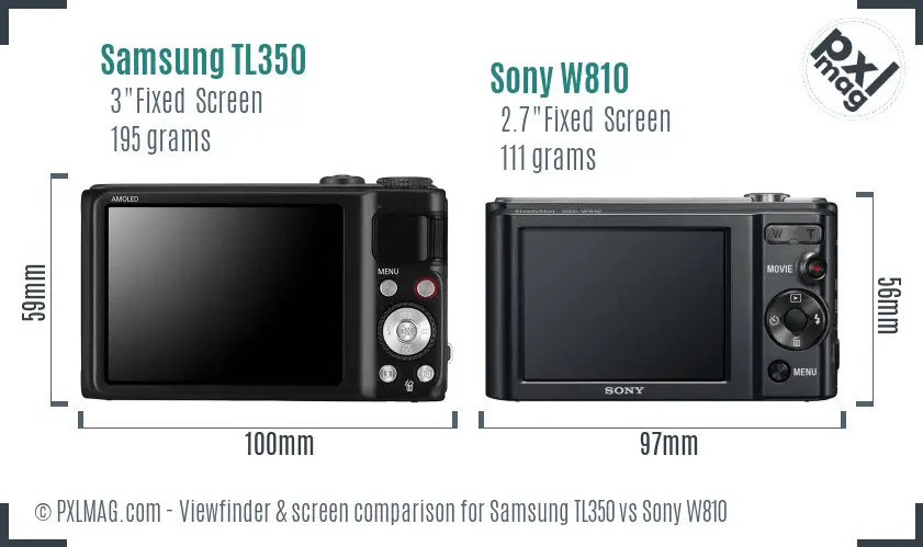 Samsung TL350 vs Sony W810 Screen and Viewfinder comparison