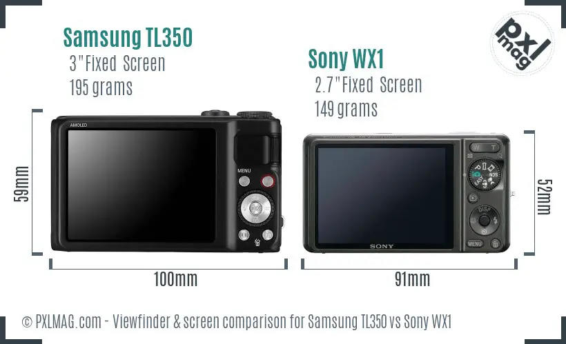 Samsung TL350 vs Sony WX1 Screen and Viewfinder comparison