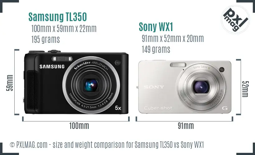 Samsung TL350 vs Sony WX1 size comparison