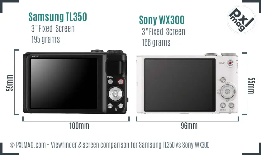 Samsung TL350 vs Sony WX300 Screen and Viewfinder comparison