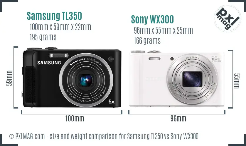 Samsung TL350 vs Sony WX300 size comparison