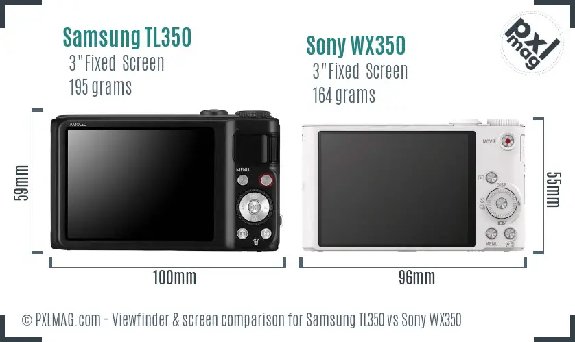 Samsung TL350 vs Sony WX350 Screen and Viewfinder comparison