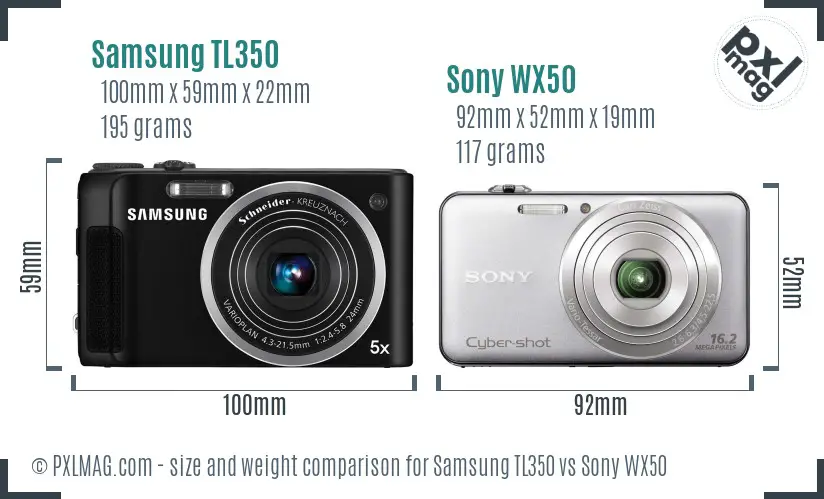 Samsung TL350 vs Sony WX50 size comparison Samsung TL350 vs Sony WX50 size comparison