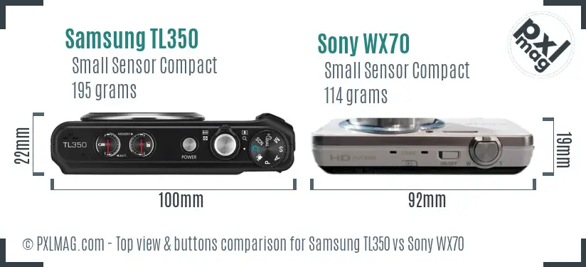 Samsung TL350 vs Sony WX70 top view buttons comparison