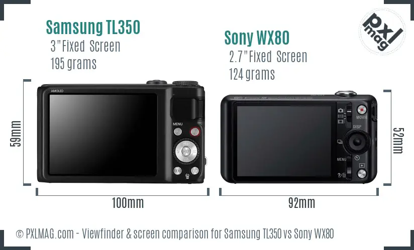 Samsung TL350 vs Sony WX80 Screen and Viewfinder comparison