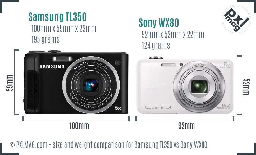 Samsung TL350 vs Sony WX80 size comparison
