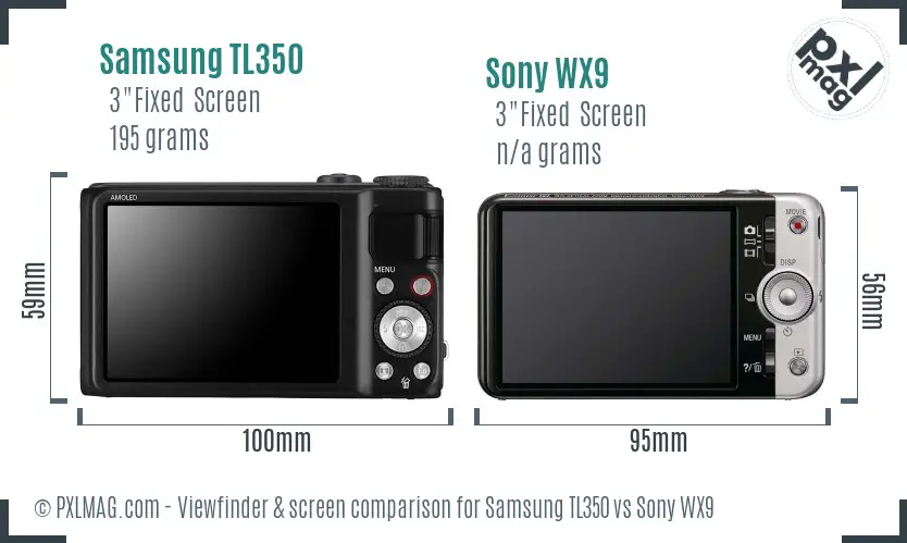 Samsung TL350 vs Sony WX9 Screen and Viewfinder comparison Samsung TL350 vs Sony WX9 Screen and Viewfinder comparison