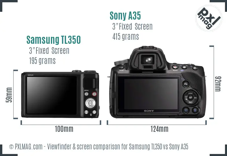 Samsung TL350 vs Sony A35 Screen and Viewfinder comparison