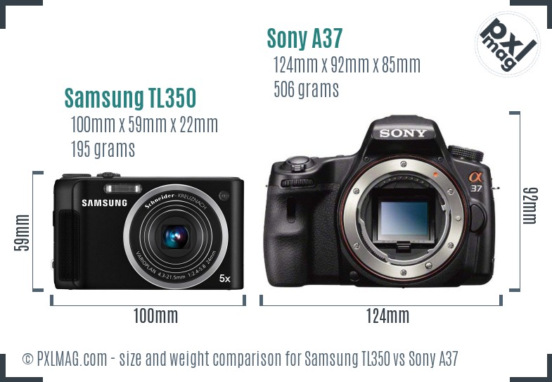 Samsung TL350 vs Sony A37 size comparison