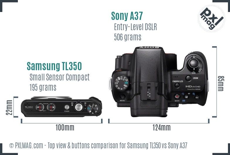 Samsung TL350 vs Sony A37 top view buttons comparison