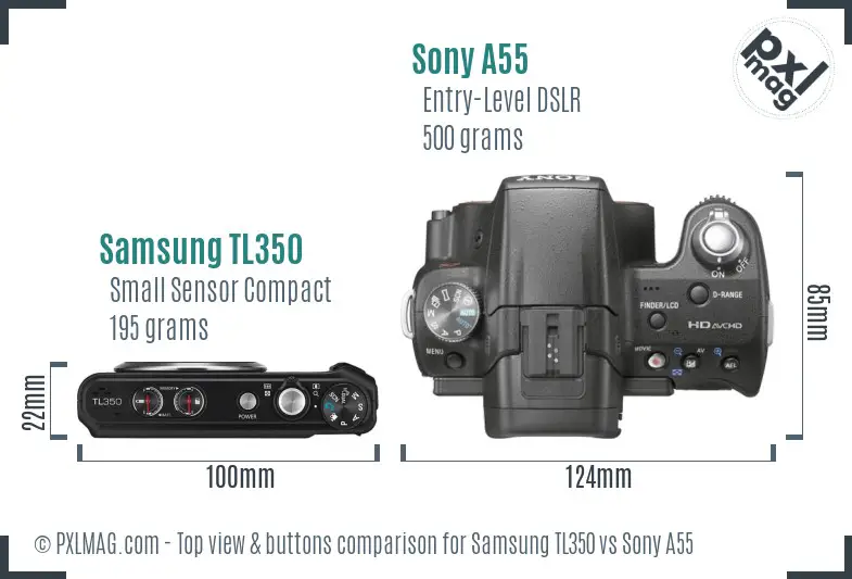 Samsung TL350 vs Sony A55 top view buttons comparison