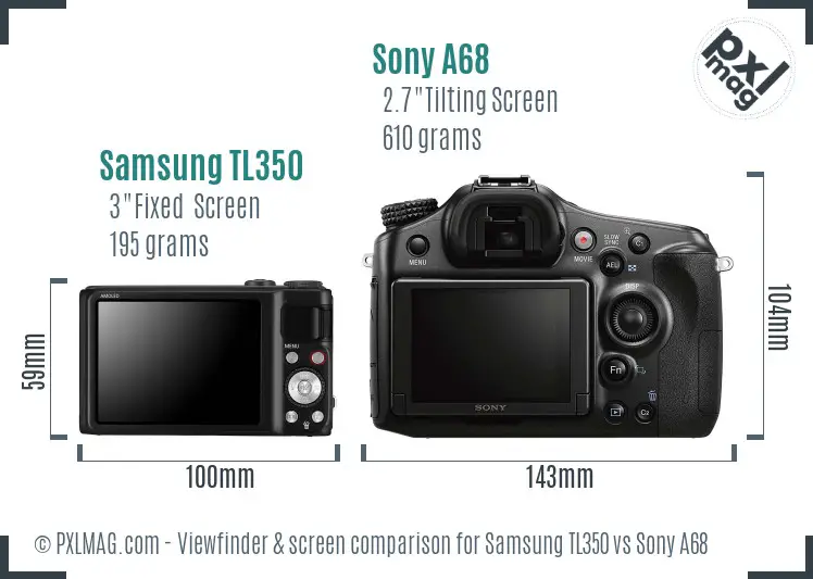 Samsung TL350 vs Sony A68 Screen and Viewfinder comparison