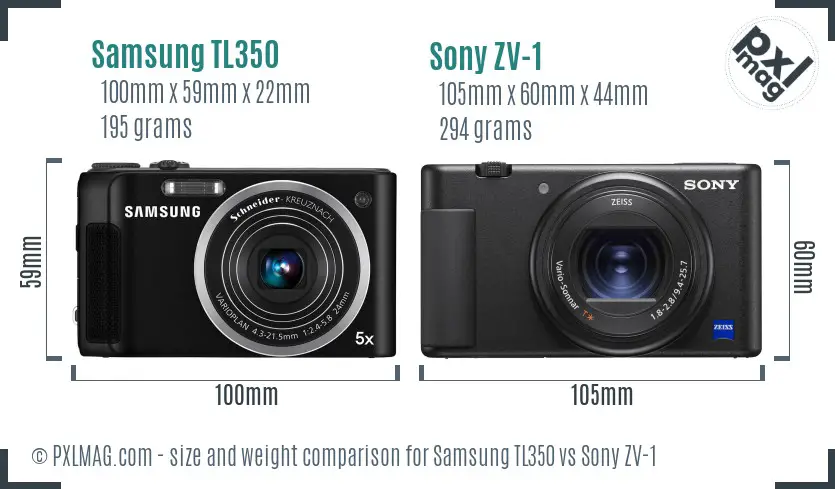 Samsung TL350 vs Sony ZV-1 size comparison Samsung TL350 vs Sony ZV-1 size comparison