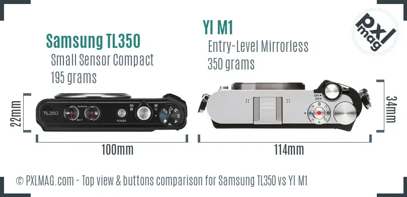 Samsung TL350 vs YI M1 top view buttons comparison Samsung TL350 vs YI M1 top view buttons comparison