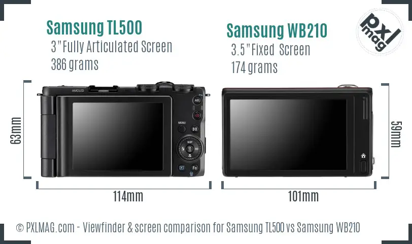 Samsung TL500 vs Samsung WB210 Screen and Viewfinder comparison
