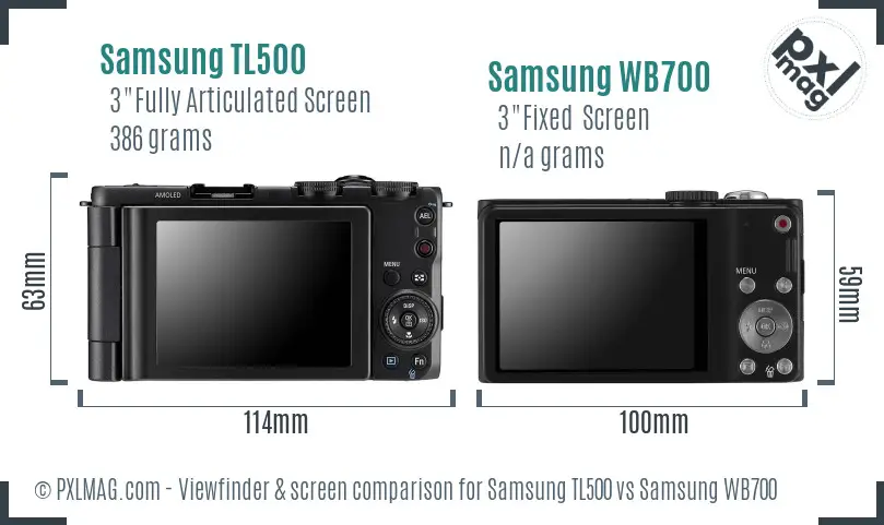 Samsung TL500 vs Samsung WB700 Screen and Viewfinder comparison