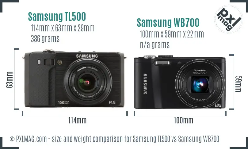 Samsung TL500 vs Samsung WB700 size comparison