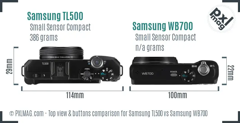 Samsung TL500 vs Samsung WB700 top view buttons comparison