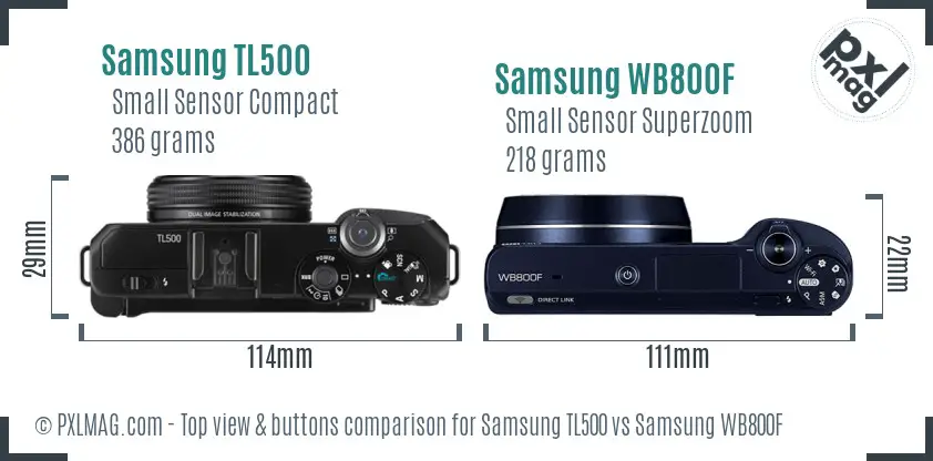 Samsung TL500 vs Samsung WB800F top view buttons comparison
