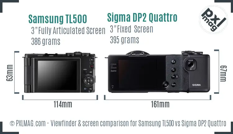 Samsung TL500 vs Sigma DP2 Quattro Screen and Viewfinder comparison