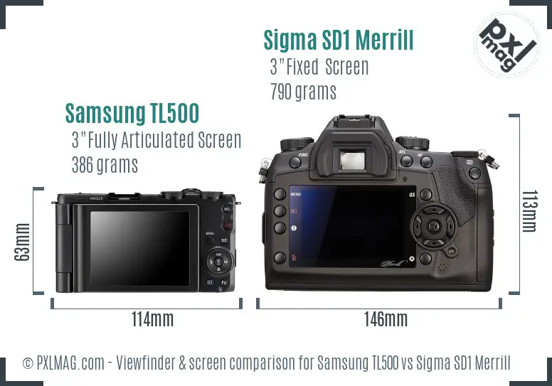 Samsung TL500 vs Sigma SD1 Merrill Screen and Viewfinder comparison