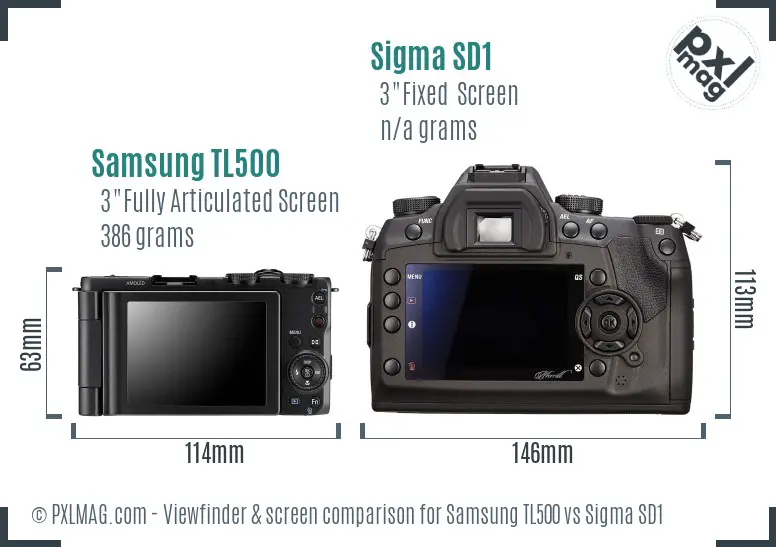 Samsung TL500 vs Sigma SD1 Screen and Viewfinder comparison