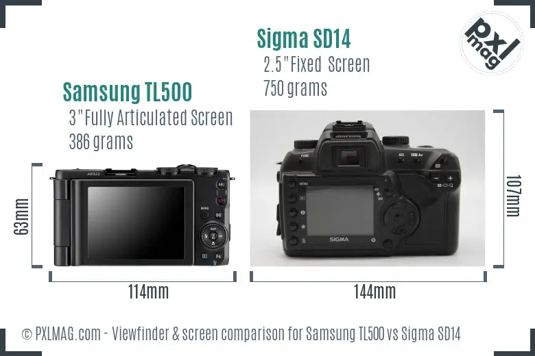 Samsung TL500 vs Sigma SD14 Screen and Viewfinder comparison